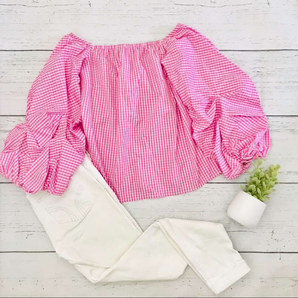 PETERSYN Hannah Off the Shoulder Gingham Top